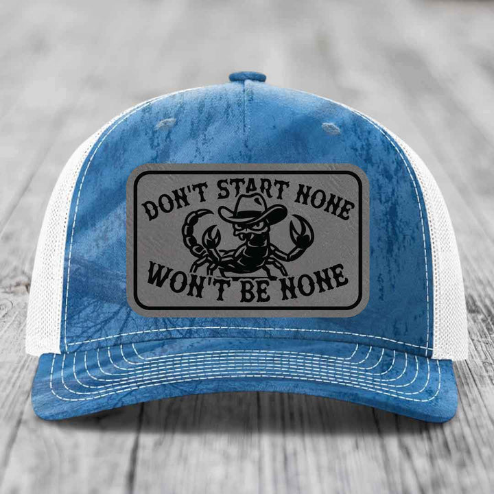 Dont Start None Wont Be None - Leather Patch Hat - Grey to Black Patch - Richardson 112PFP Snapback Trucker Hat