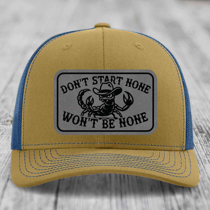 Dont Start None Wont Be None - Leather Patch Hat - Grey to Black Patch - Richardson 112 Snapback Trucker Hat