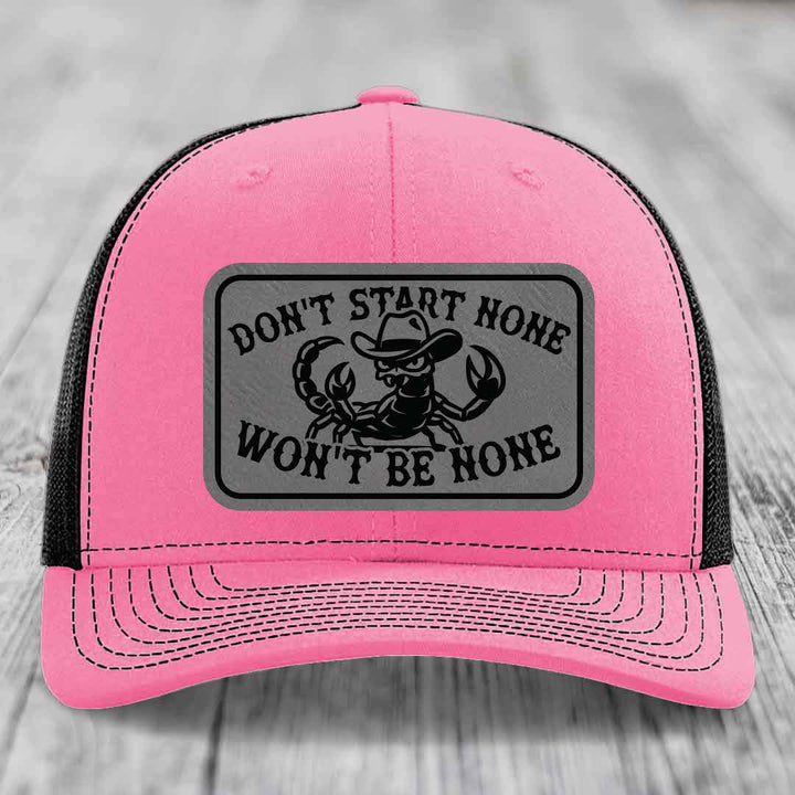 Dont Start None Wont Be None - Leather Patch Hat - Grey to Black Patch - Richardson 112 Snapback Trucker Hat