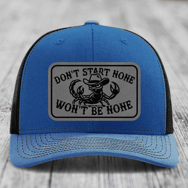 Dont Start None Wont Be None - Leather Patch Hat - Grey to Black Patch - Richardson 112 Snapback Trucker Hat