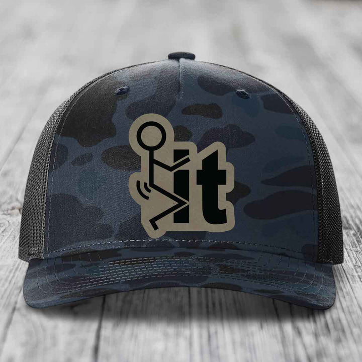 F*ck It - Leather Patch Hat - Light Brown to Black Patch - Richardson 112PFP Snapback Trucker Hat