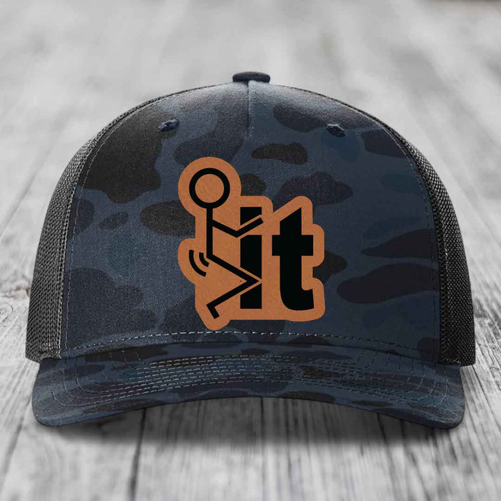 F*ck It - Leather Patch Hat - Rawhide to Black Patch - Richardson 112PFP Snapback Trucker Hat