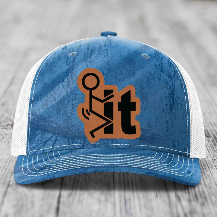 F*ck It - Leather Patch Hat - Rawhide to Black Patch - Richardson 112PFP Snapback Trucker Hat