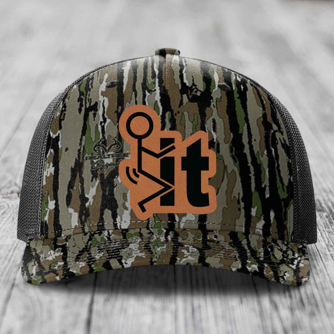 F*ck It - Leather Patch Hat - Rawhide to Black Patch - Richardson 112PFP Snapback Trucker Hat