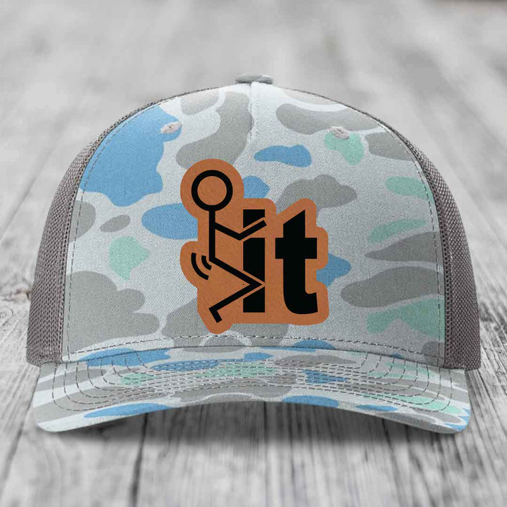 F*ck It - Leather Patch Hat - Rawhide to Black Patch - Richardson 112PFP Snapback Trucker Hat