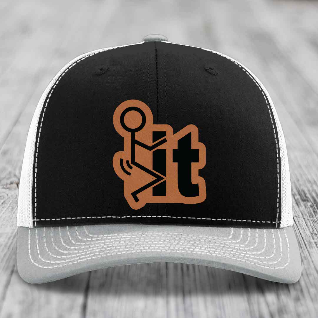 F*ck It - Leather Patch Hat - Rawhide to Black Patch - Richardson 112 Snapback Trucker Hat