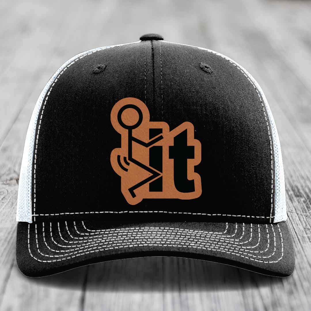 F*ck It - Leather Patch Hat - Rawhide to Black Patch - Richardson 112 Snapback Trucker Hat