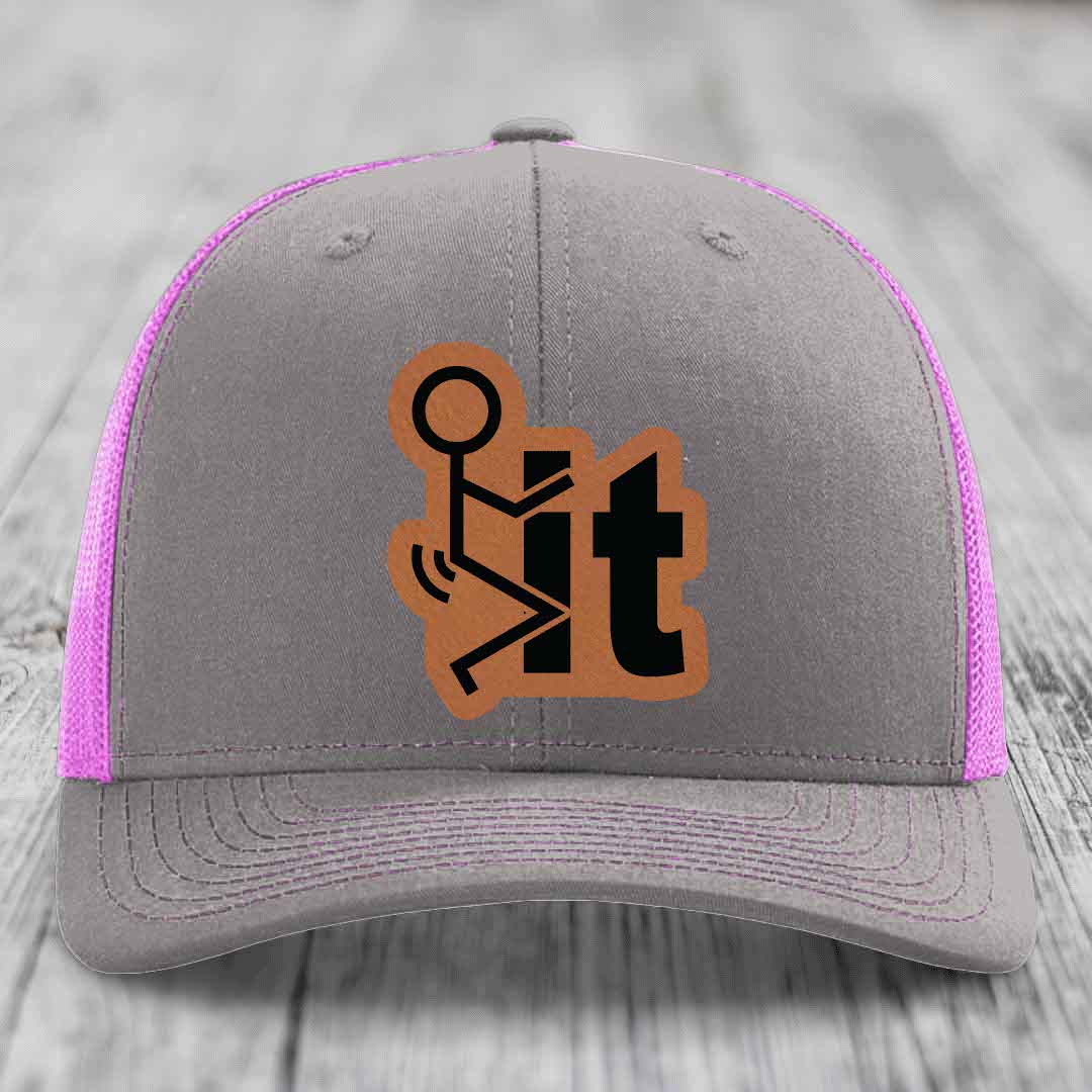 F*ck It - Leather Patch Hat - Rawhide to Black Patch - Richardson 112 Snapback Trucker Hat