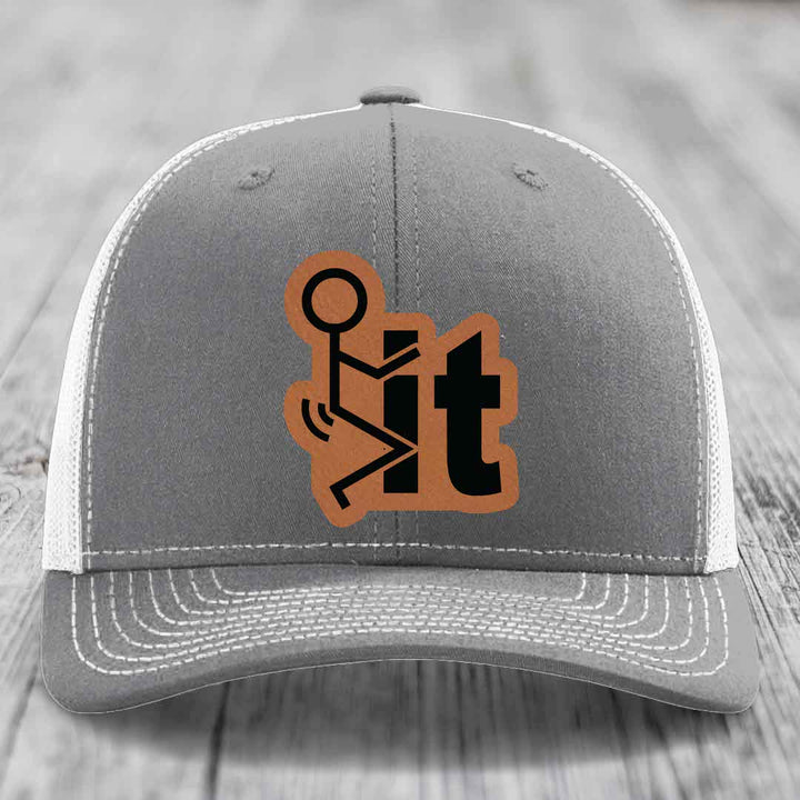 F*ck It - Leather Patch Hat - Rawhide to Black Patch - Richardson 112 Snapback Trucker Hat