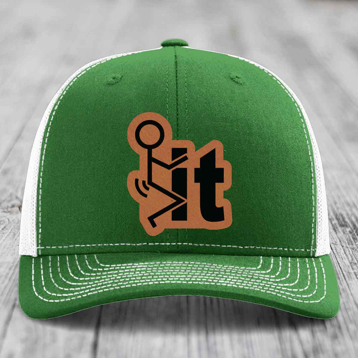 F*ck It - Leather Patch Hat - Rawhide to Black Patch - Richardson 112 Snapback Trucker Hat
