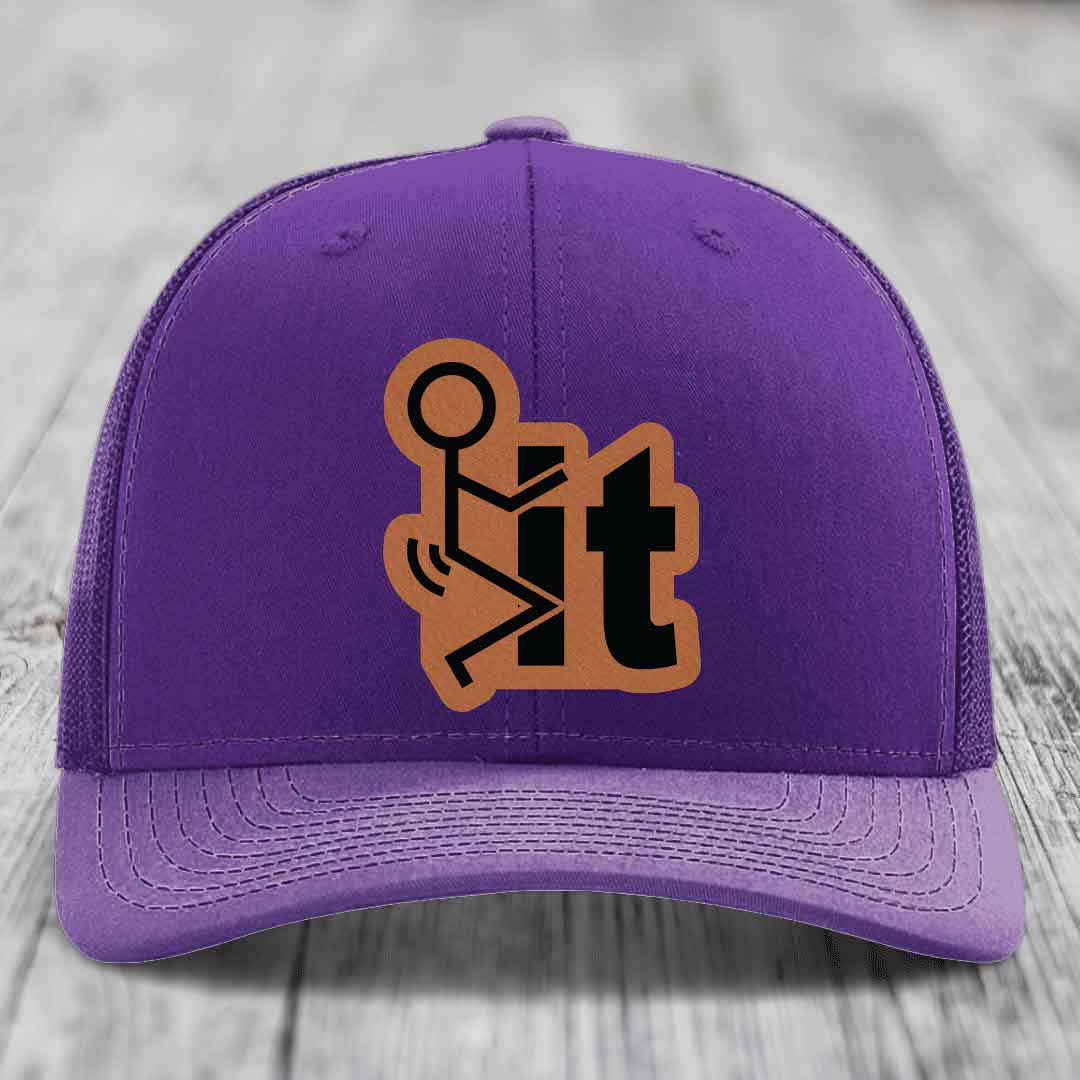 F*ck It - Leather Patch Hat - Rawhide to Black Patch - Richardson 112 Snapback Trucker Hat
