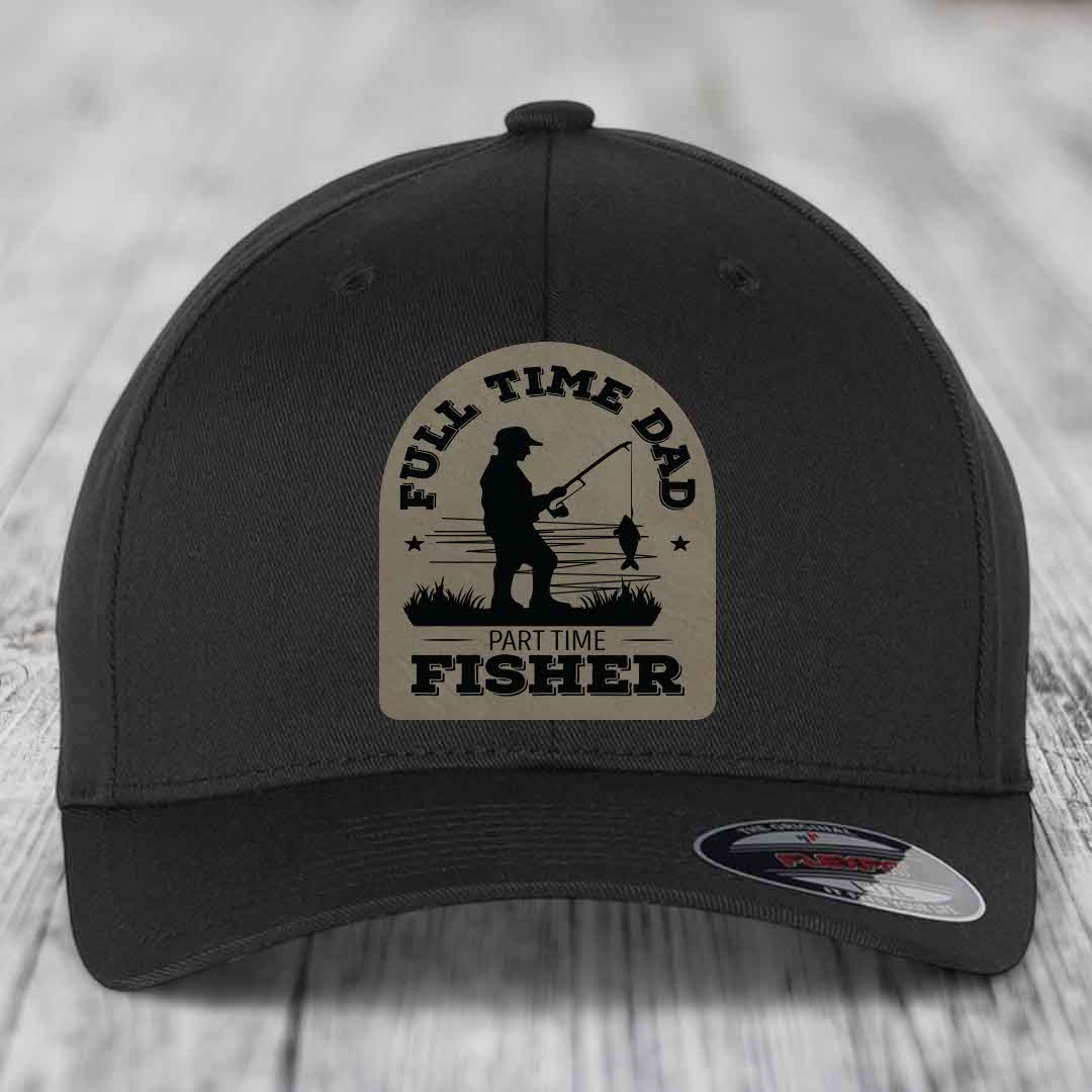 Black baseball cap with beige patch reading &