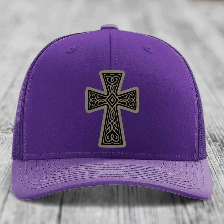 Graceforged Cross - Leather Patch Hat - Light Brown to Black Patch - Richardson 112 Snapback Trucker Hat