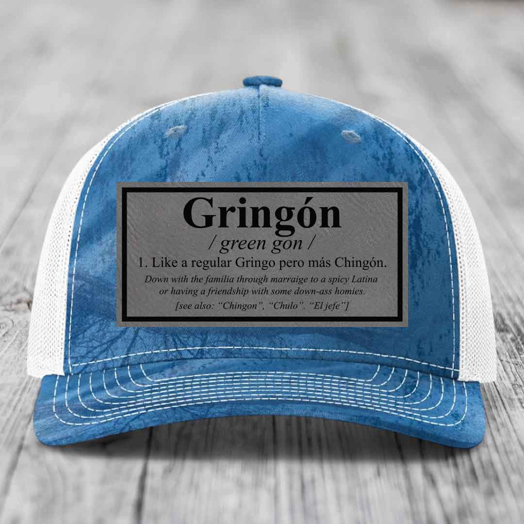 Gringon Definition - Leather Patch Hat - Grey to Black Patch - Richardson 112PFP Snapback Trucker Hat