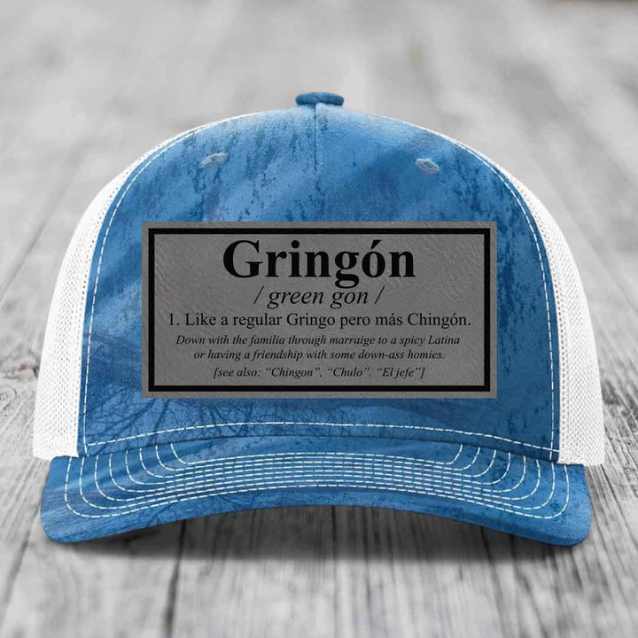 Gringon Definition - Leather Patch Hat - Grey to Black Patch - Richardson 112PFP Snapback Trucker Hat