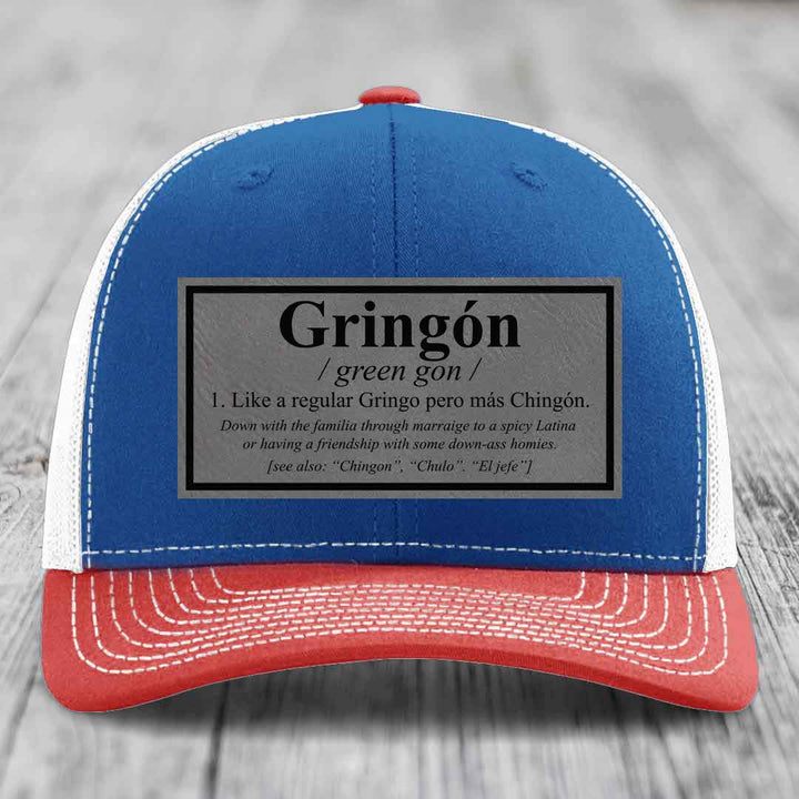 Gringon Definition - Leather Patch Hat - Grey to Black Patch - Richardson 112 Snapback Trucker Hat