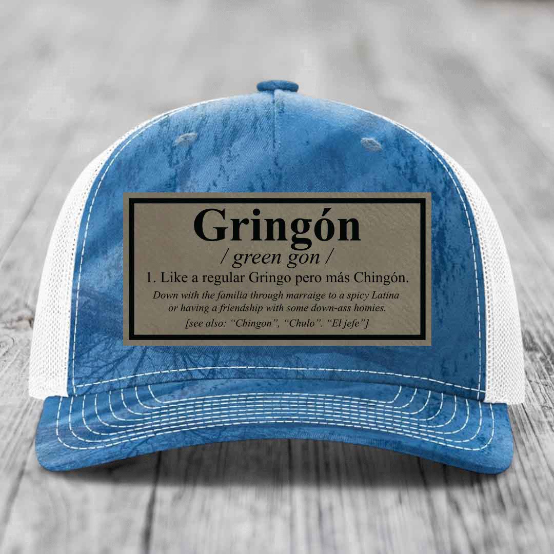 Gringon Definition - Leather Patch Hat - Light Brown to Black Patch - Richardson 112PFP Snapback Trucker Hat