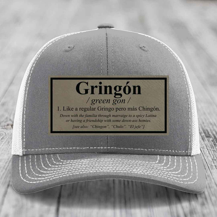 Gringon Definition - Leather Patch Hat - Light Brown to Black Patch - Richardson 112 Snapback Trucker Hat
