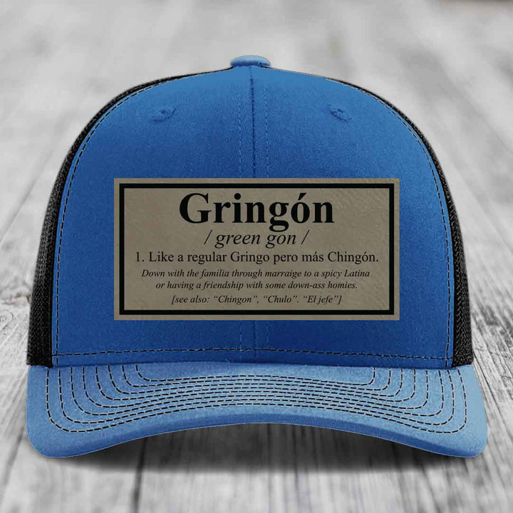 Gringon Definition - Leather Patch Hat - Light Brown to Black Patch - Richardson 112 Snapback Trucker Hat