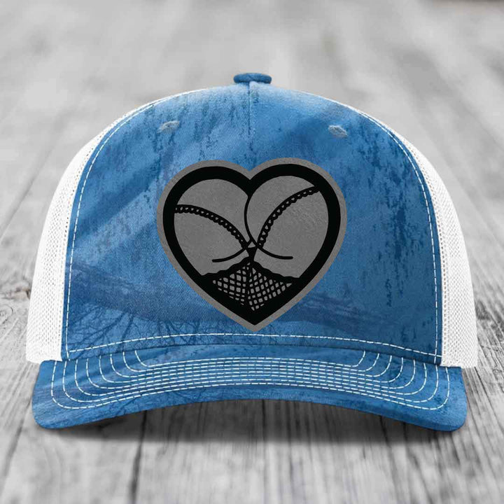 Heart Shaped Ass (Stockings) - Leather Patch Hat - Grey to Black Patch - Richardson 112PFP Snapback Trucker Hat