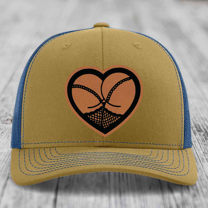 Heart Shaped Ass (Stockings) - Leather Patch Hat - Rawhide to Black Patch - Richardson 112 Snapback Trucker Hat