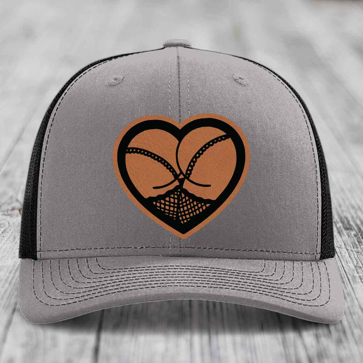 Heart Shaped Ass (Stockings) - Leather Patch Hat - Rawhide to Black Patch - Richardson 112 Snapback Trucker Hat