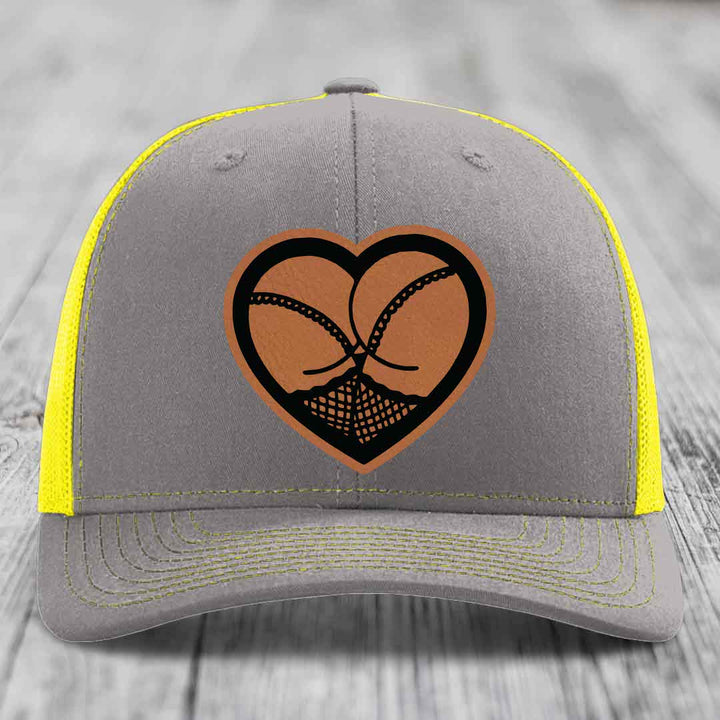 Heart Shaped Ass (Stockings) - Leather Patch Hat - Rawhide to Black Patch - Richardson 112 Snapback Trucker Hat