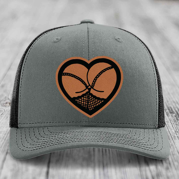 Heart Shaped Ass (Stockings) - Leather Patch Hat - Rawhide to Black Patch - Richardson 112 Snapback Trucker Hat