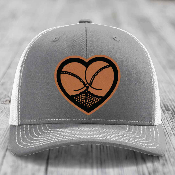 Heart Shaped Ass (Stockings) - Leather Patch Hat - Rawhide to Black Patch - Richardson 112 Snapback Trucker Hat