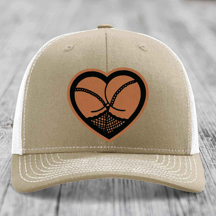 Heart Shaped Ass (Stockings) - Leather Patch Hat - Rawhide to Black Patch - Richardson 112 Snapback Trucker Hat