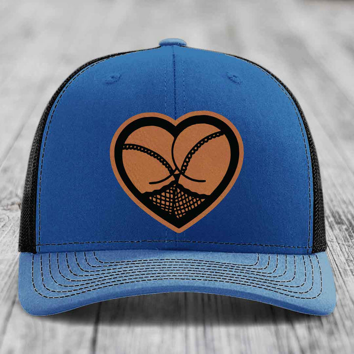 Heart Shaped Ass (Stockings) - Leather Patch Hat - Rawhide to Black Patch - Richardson 112 Snapback Trucker Hat