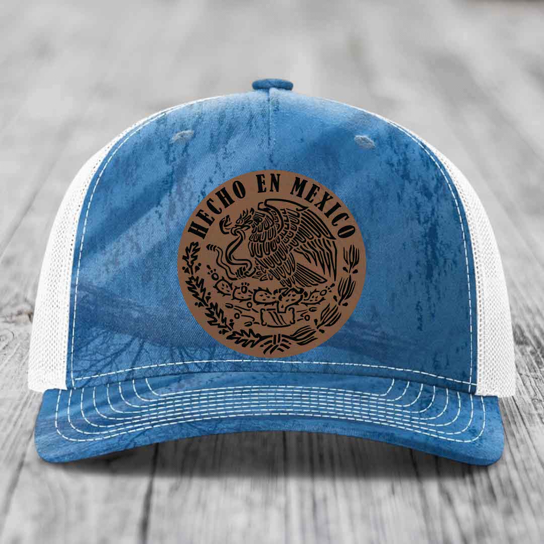 Hecho En Mexico - Leather Patch Hat - Dark Brown to Black Patch - Richardson 112PFP Snapback Trucker Hat