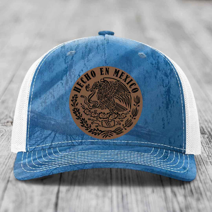 Hecho En Mexico - Leather Patch Hat - Dark Brown to Black Patch - Richardson 112PFP Snapback Trucker Hat
