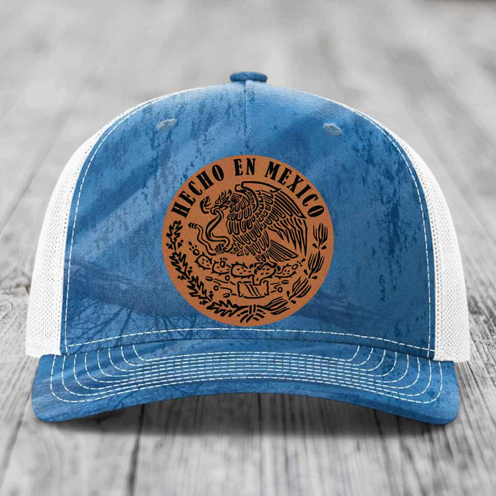 Hecho En Mexico - Leather Patch Hat - Rawhide to Black Patch - Richardson 112PFP Snapback Trucker Hat