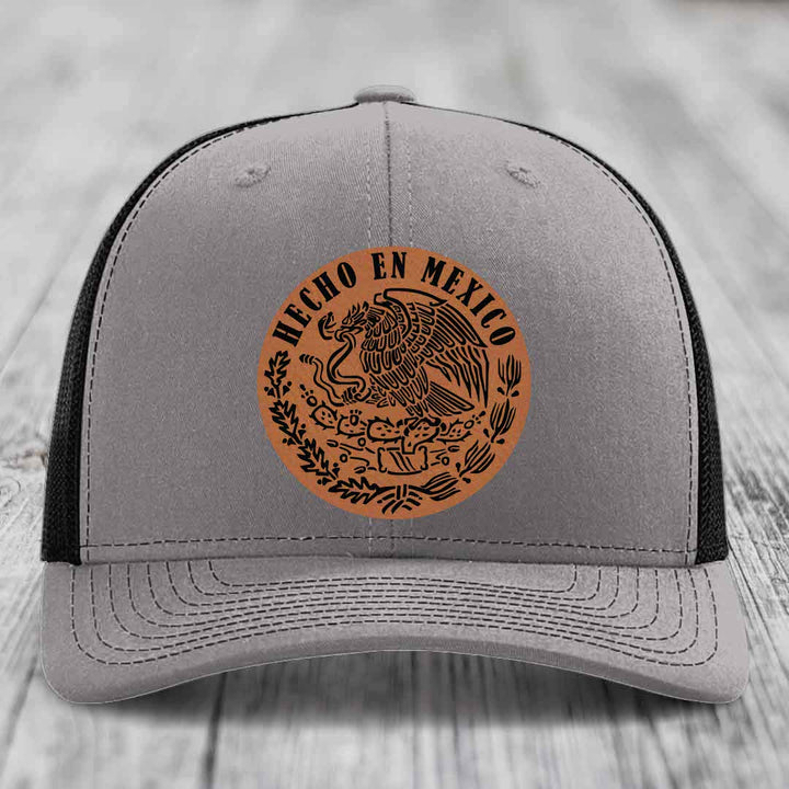 Hecho En Mexico - Leather Patch Hat - Rawhide to Black Patch - Richardson 112 Snapback Trucker Hat