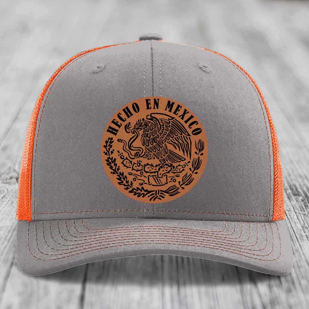 Hecho En Mexico - Leather Patch Hat - Rawhide to Black Patch - Richardson 112 Snapback Trucker Hat