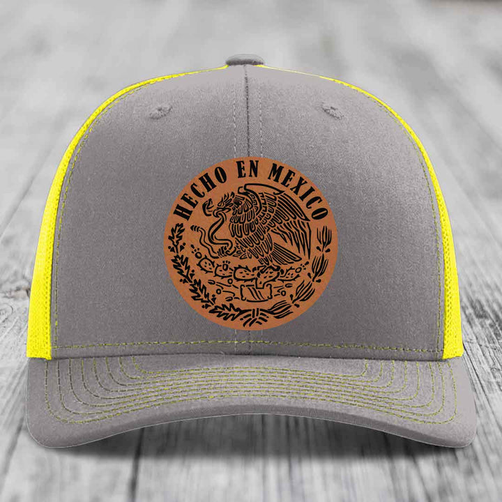 Hecho En Mexico - Leather Patch Hat - Rawhide to Black Patch - Richardson 112 Snapback Trucker Hat
