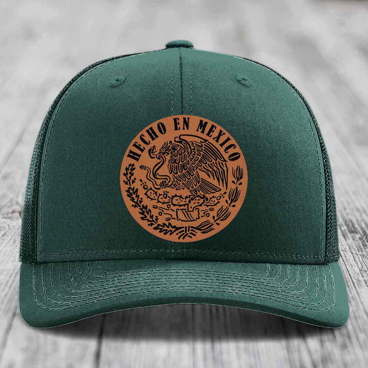 Hecho En Mexico - Leather Patch Hat - Rawhide to Black Patch - Richardson 112 Snapback Trucker Hat