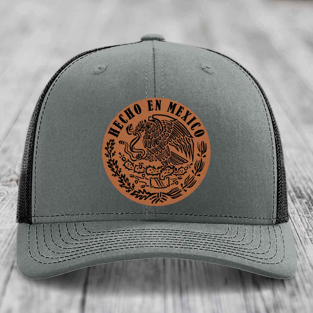 Hecho En Mexico - Leather Patch Hat - Rawhide to Black Patch - Richardson 112 Snapback Trucker Hat