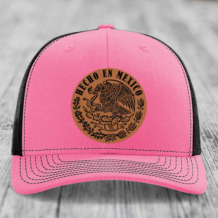 Hecho En Mexico - Leather Patch Hat - Rawhide to Black Patch - Richardson 112 Snapback Trucker Hat