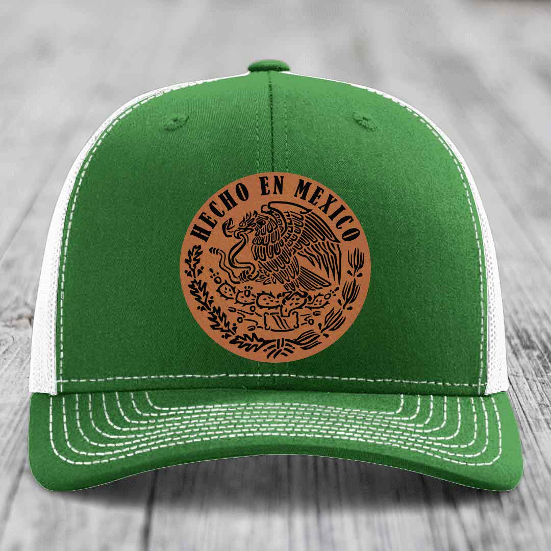 Hecho En Mexico - Leather Patch Hat - Rawhide to Black Patch - Richardson 112 Snapback Trucker Hat