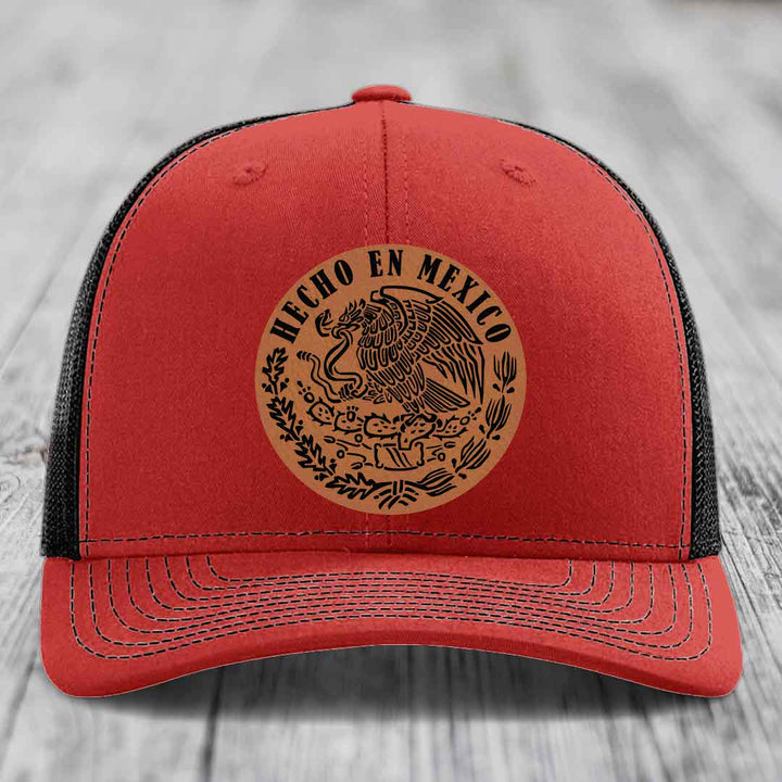 Hecho En Mexico - Leather Patch Hat - Rawhide to Black Patch - Richardson 112 Snapback Trucker Hat