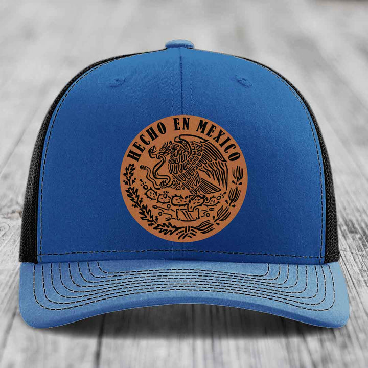 Hecho En Mexico - Leather Patch Hat - Rawhide to Black Patch - Richardson 112 Snapback Trucker Hat