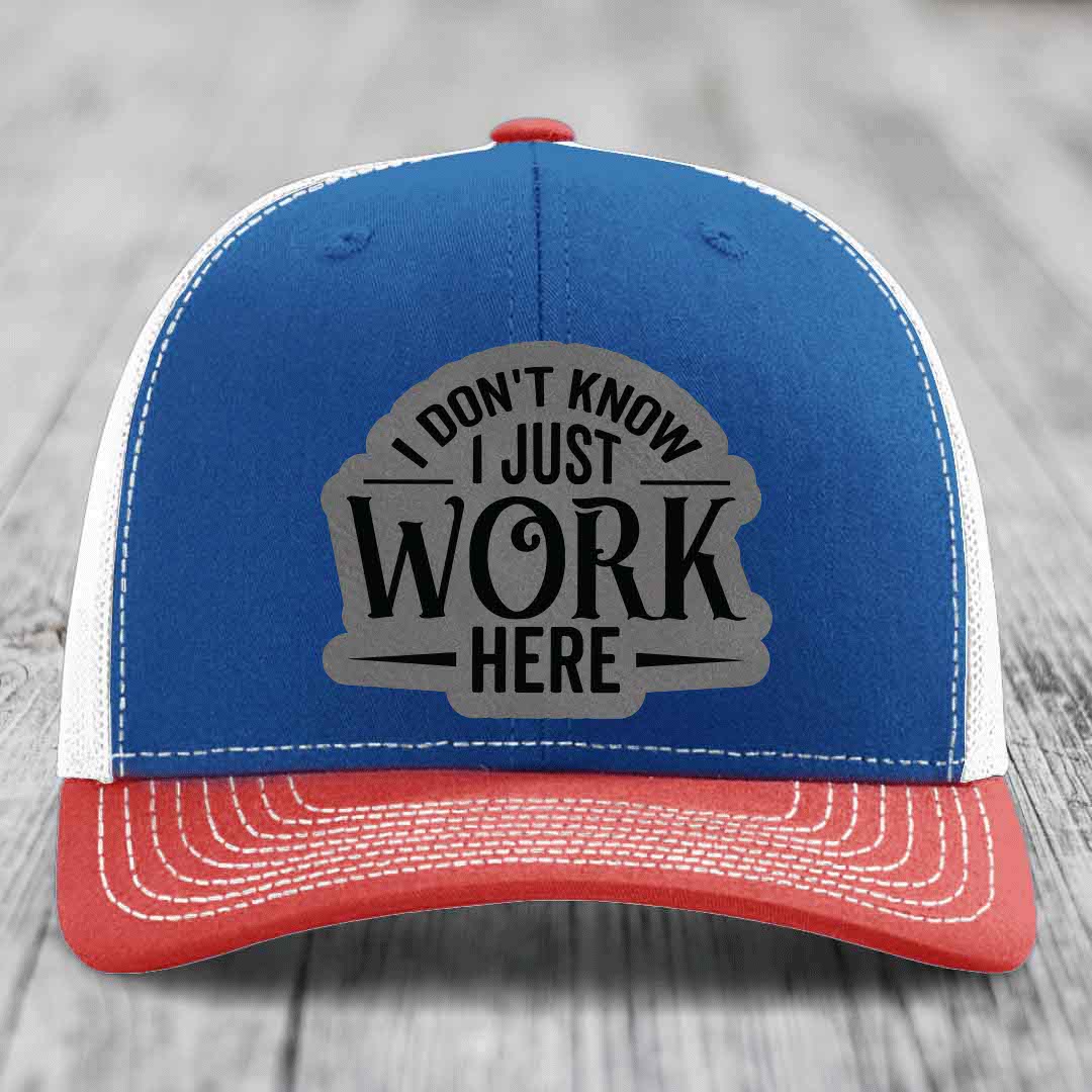 Blue and red trucker hat with &