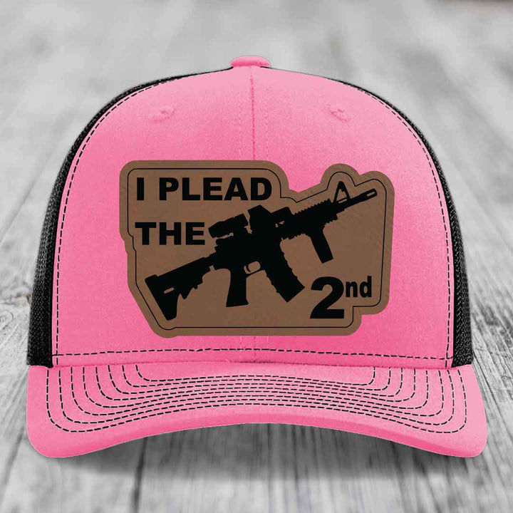 I Plead the 2nd - Leather Patch Hat - Dark Brown to Black Patch - Richardson 112 Snapback Trucker Hat
