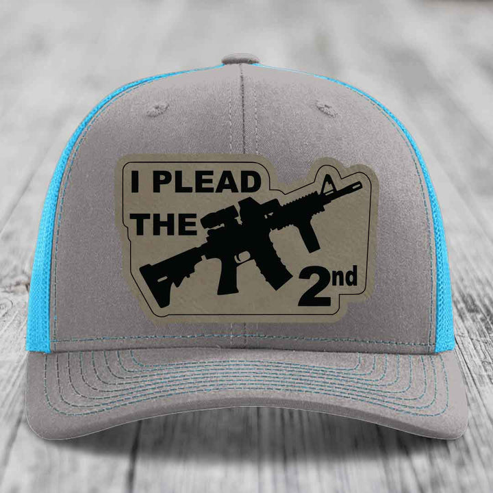 I Plead the 2nd - Leather Patch Hat - Light Brown to Black Patch - Richardson 112 Snapback Trucker Hat
