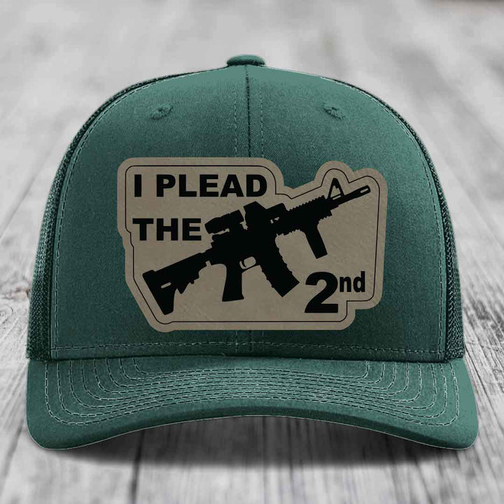 I Plead the 2nd - Leather Patch Hat - Light Brown to Black Patch - Richardson 112 Snapback Trucker Hat