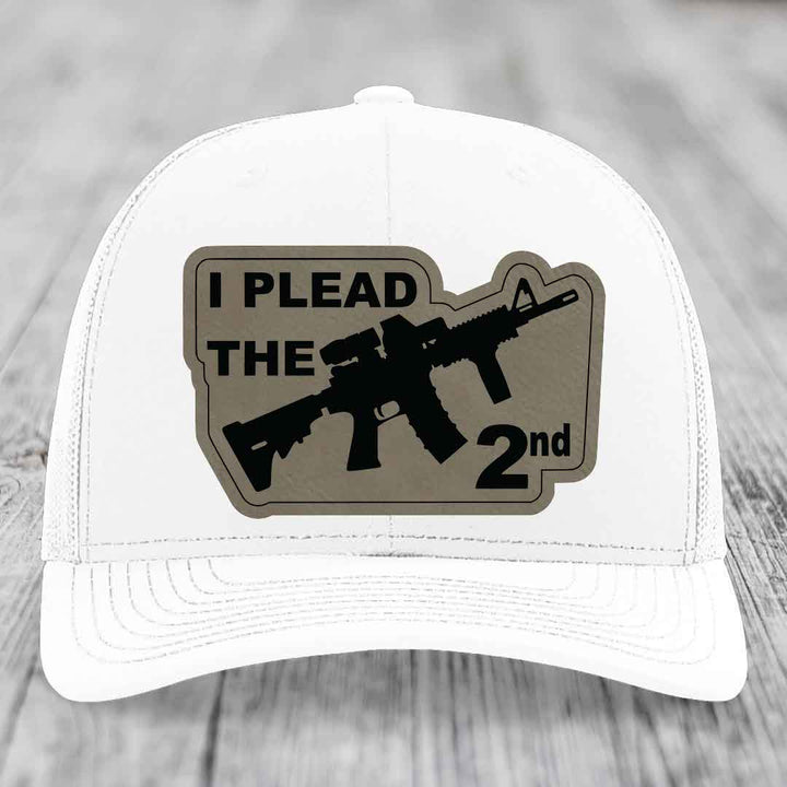 I Plead the 2nd - Leather Patch Hat - Light Brown to Black Patch - Richardson 112 Snapback Trucker Hat