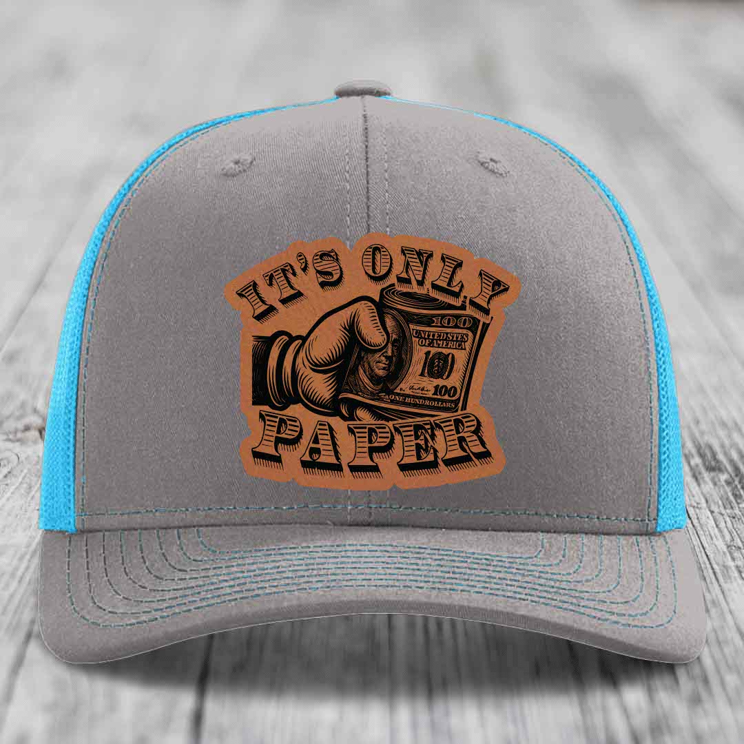 Its Only Paper - Leather Patch Hat - Rawhide to Black Patch - Richardson 112 Snapback Trucker Hat