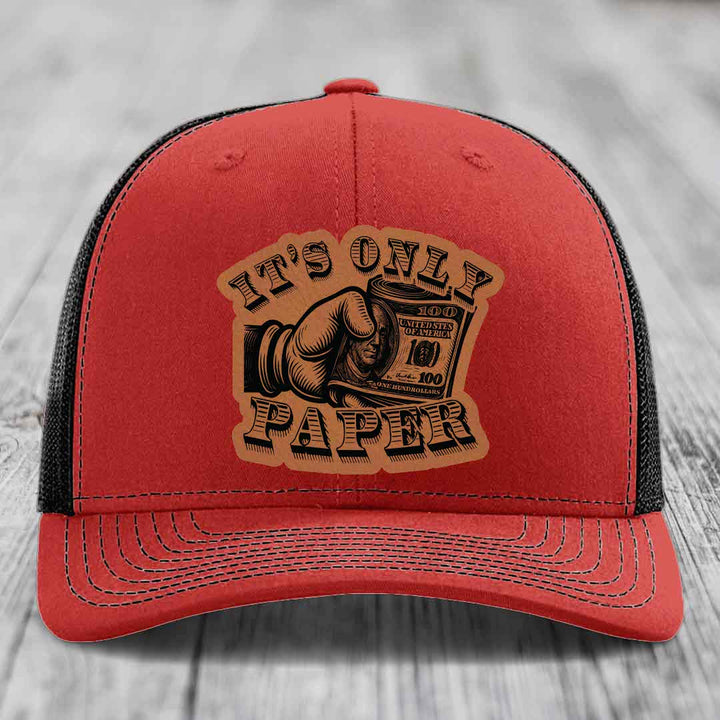Its Only Paper - Leather Patch Hat - Rawhide to Black Patch - Richardson 112 Snapback Trucker Hat